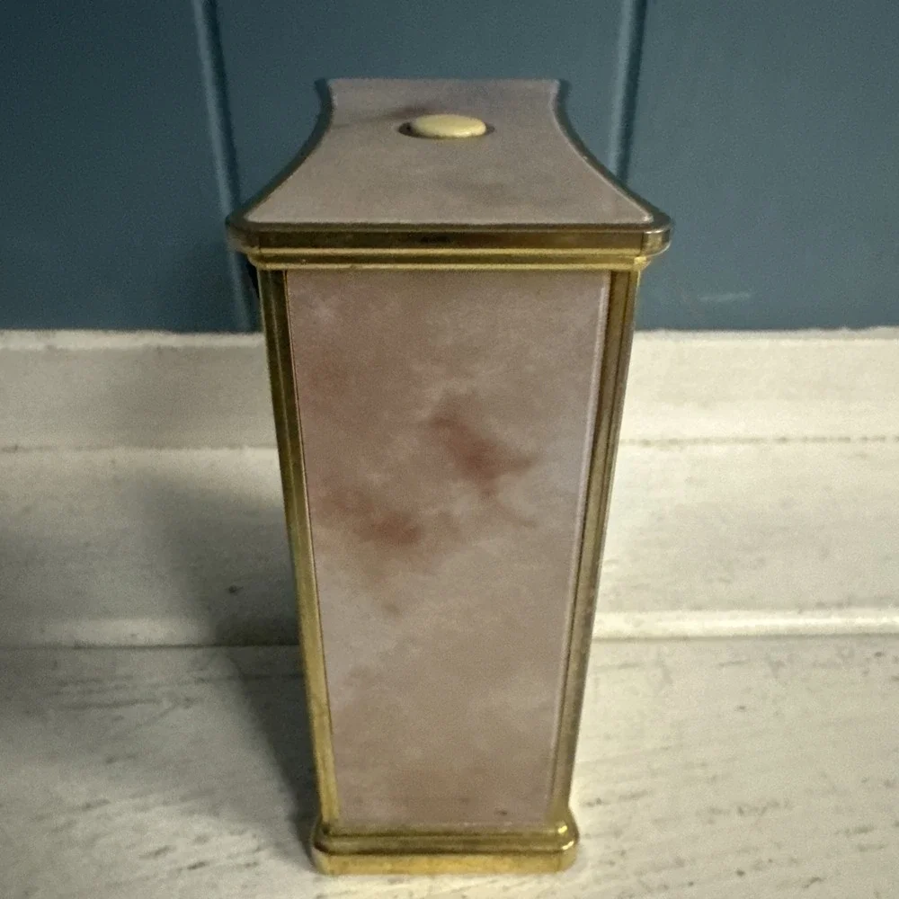 Vintage Howard Miller Quartz‎ Gold marble print Table Clock made in Taiwan 4